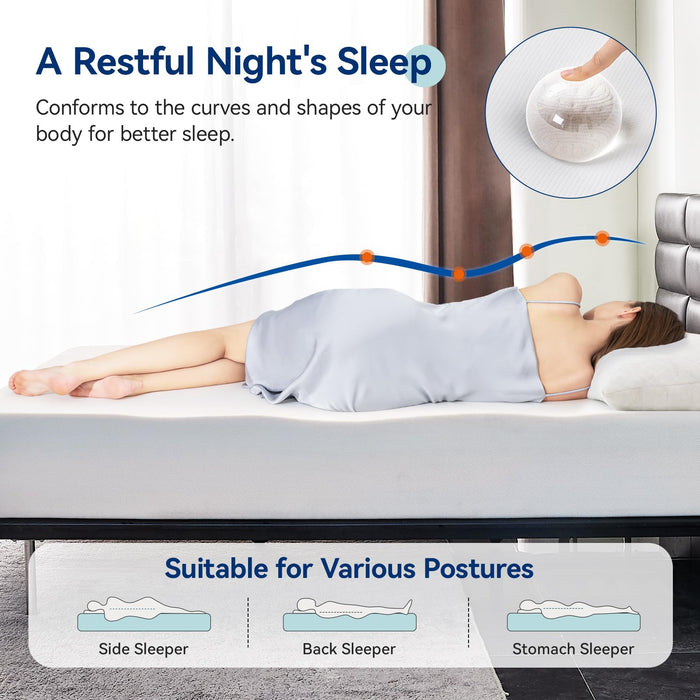 Amazon Basics Memory Foam Mattress, Medium Firm, Breathable, 10 Inch, Full, White/Grey