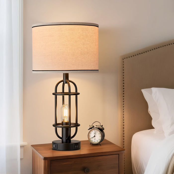 Reaketon 22.3” Farmhouse Table Lamps for Living Room Set of 2, Black
