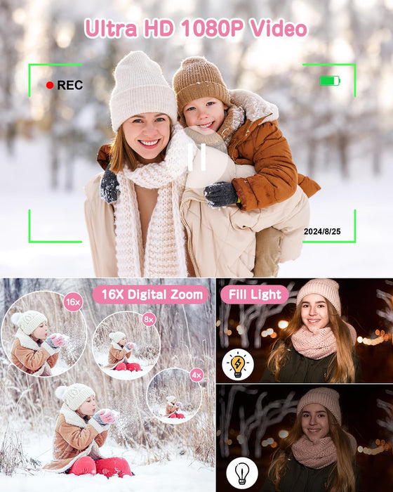 Kids Camera Instant Print, 48MP Selfie Digital Camera for Kids Christmas Birthday Gifts, 1080P Instant Print Cameras with Print Paper, 32GB Card, Toddle Toy for 4 5 6 7 8 9 Year Old Boys Girls-Pink