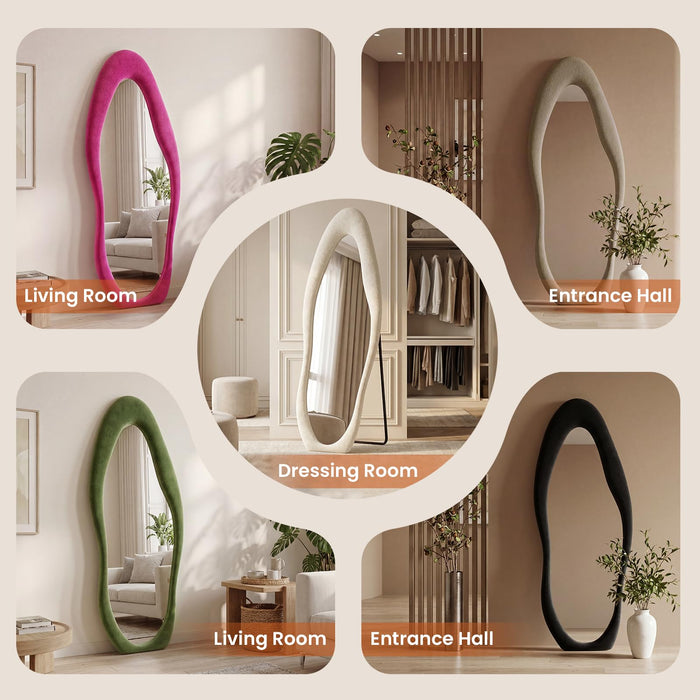 ZHUNFA Full Length Mirror, 65×24 Mirror Full Length Wrapped in Flannel