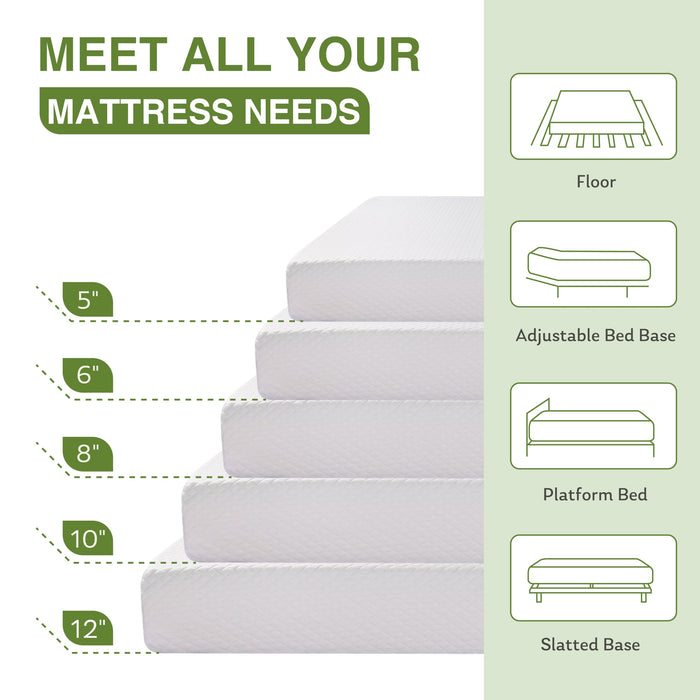 EGOHOME 6 Inch Twin Mattress for Kids, Memory Foam Mattress with Cooling Green Tea Gel, Relieve Pressure with Medium Firm Support, CertiPUR-US Certified, 75''L x 38''W, White
