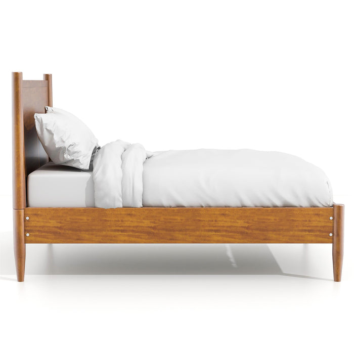 Furniture of America FOA Belkor Solid Wood Queen Platform Bed with 8" Memory Foam Mattress in Oak
