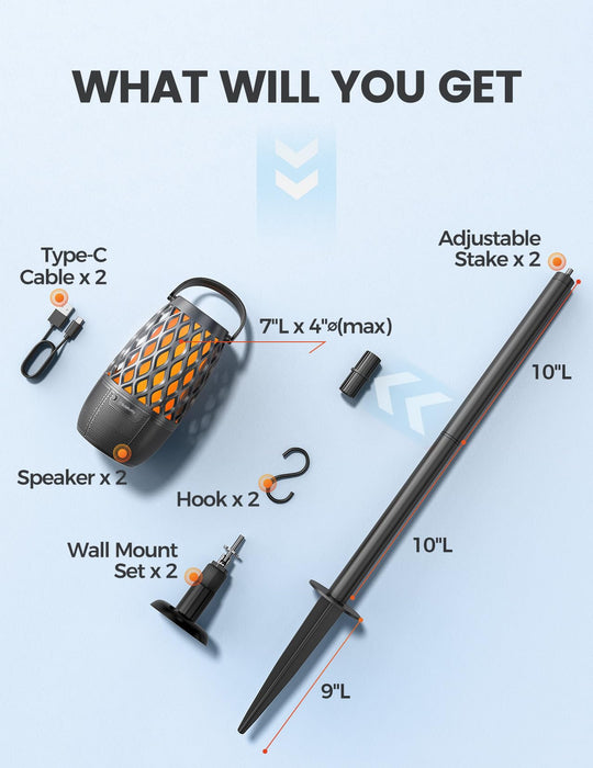 Upgraded Outdoor Speakers Gift for with Bluetooth Speaker with lights Multi-Sync up to 100 Speakers Auto-Pairing HD Stereo Sound Cool Tech Gadgets for Him IPX5 Waterproof for Outside|Patio|Porch