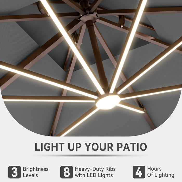 MEVBC 10 X 13 FT Cantilever Outdoor Patio Umbrella with Led Lights Lar MEVBC 10 X 13 FT Cantilever Outdoor Patio Umbrella with Led Lights Lar