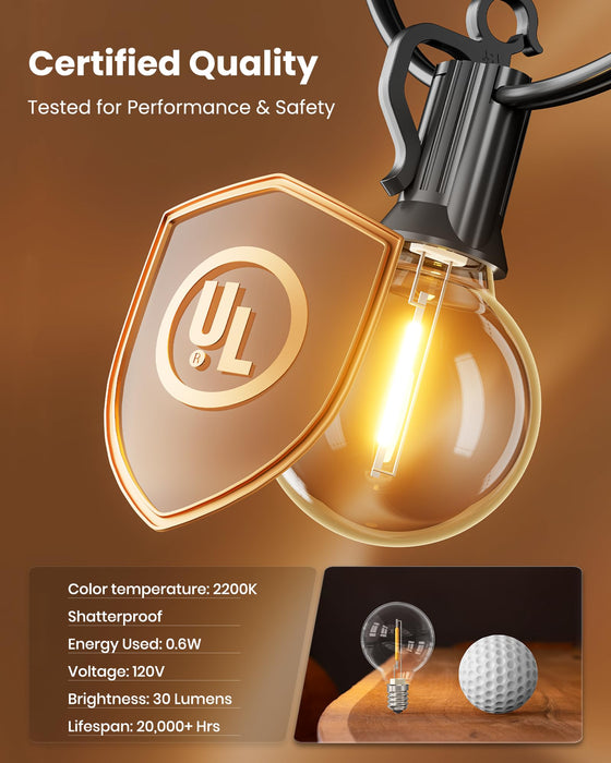 Brightown Outdoor String Lights, 29FT G40 LED IP65 Waterproof Patio Lights