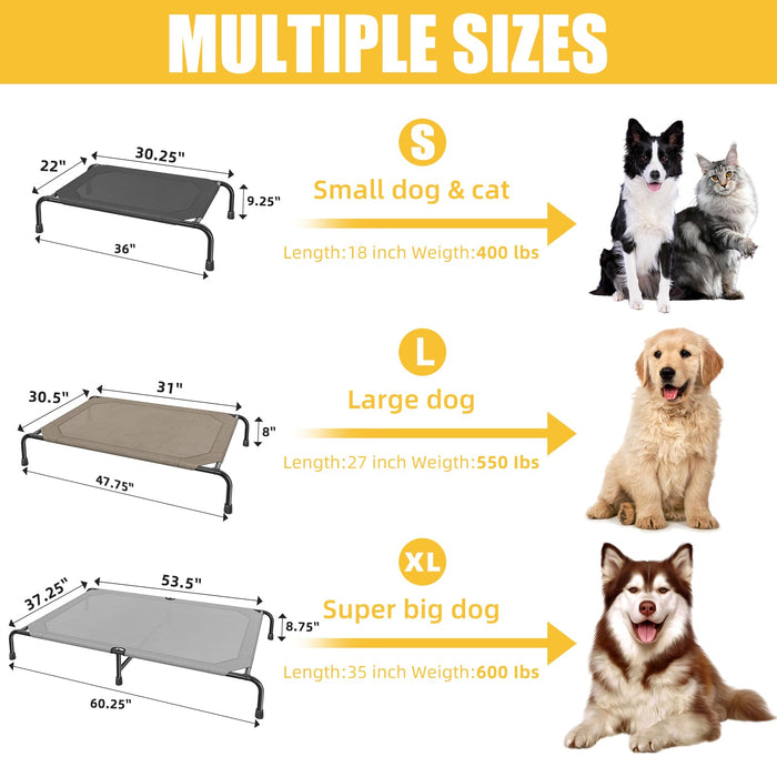 Simple Trending Raised Bed for Extra Large Dog, Waterproof XL Pet Cot, Breathable Big Bed Load 400lb, Brown