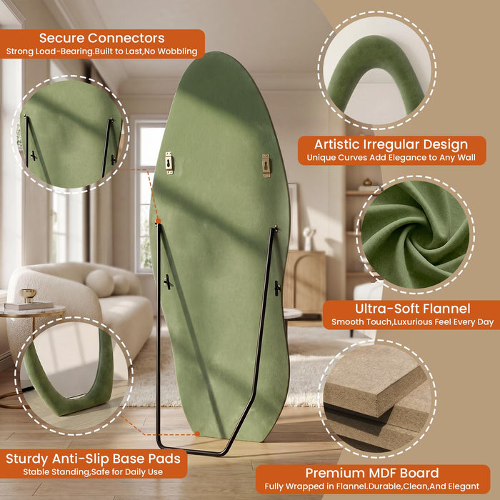 ZHUNFA Full Length Mirror, 65×24 Mirror Full Length Wrapped in Flannel