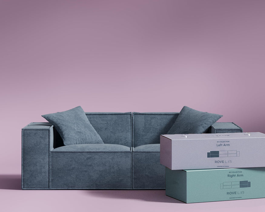 ROVE LAB Love Seat Sofa in a Box, No Assembly, Deep Seat and Comfy, Modular Sofa, Spill-Proof Fabric, Modern Small Couch for Living Room Loveseats, Bedroom, Apartment, Home Office (Hydrogen Blue)