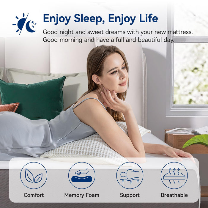 Amazon Basics Memory Foam Mattress, Medium Firm, 12 Inch, Full, White/Grey