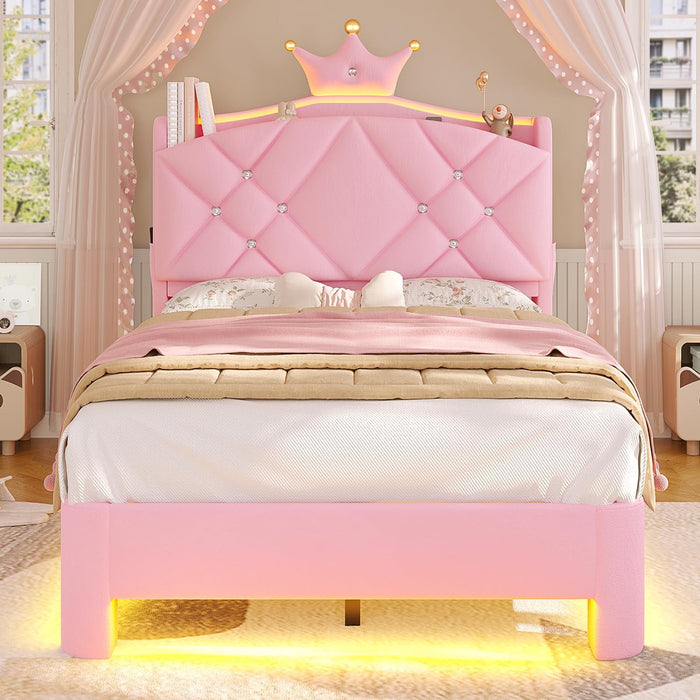 Torveric Twin Size Bed Frame with Headboard, Upholster Platform Bed Fr