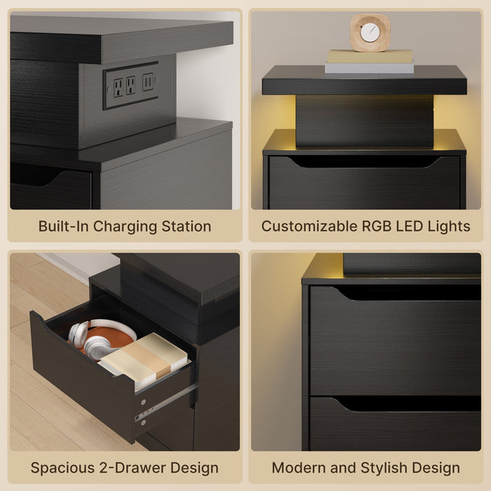 Lofka 5-Piece Modern Bedroom Furniture Set-Full Bed Frame , 2 Nightsta