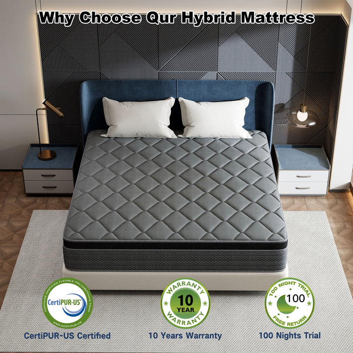 Mocangtu 12" Queen Hybrid Mattress in a Box, Gel Memory Foam with Indi