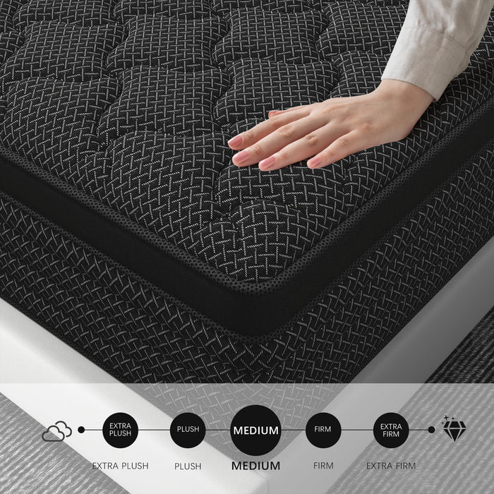 Kviwasha 12 inch Queen Mattress in a Box Pocket Innerspring Hybrid Mat