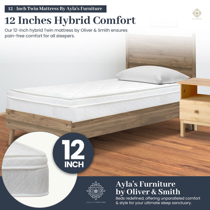 OLIVER & SMITH SINCE 1921 Twin Size 12 Inch Comfort Foam & Spring Hybr