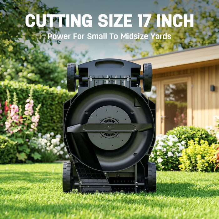 Steelite 17" Cordless Lawn Mower, 2x21V Battery Powered Walk-Behind Pu