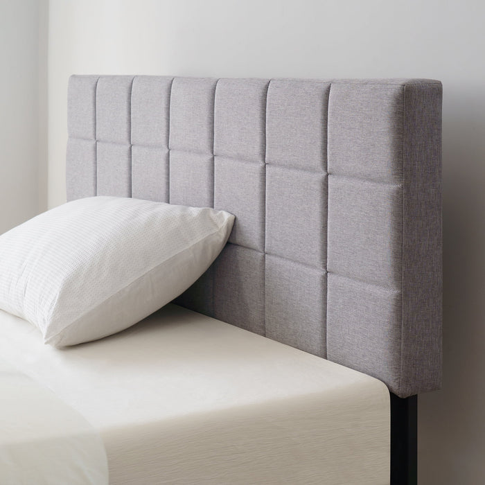 Mainstays Gray Upholstered Square Tufted Platform Bed, King, No Box Sp