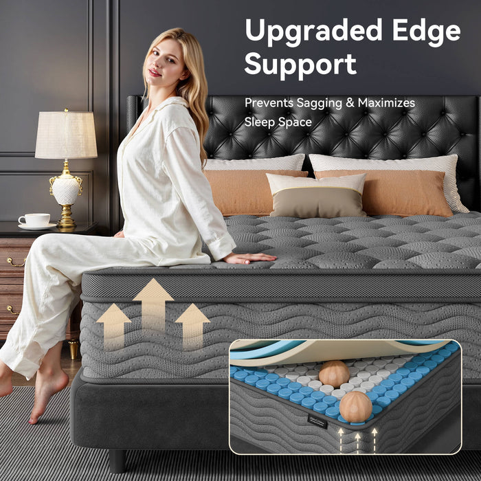 Madevos Queen Mattress 12 inch, Hybrid Mattress in a Box, Memory Foam