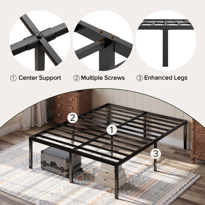 Einfach Queen Bed Frame, 18'' Metal Platform Bed with 16.6'' Under-Bed