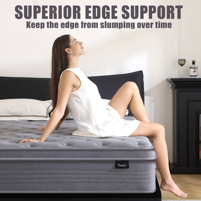 Queen Mattress, 12 Inch Queen Size Hybrid Memory Foam Mattress with Up