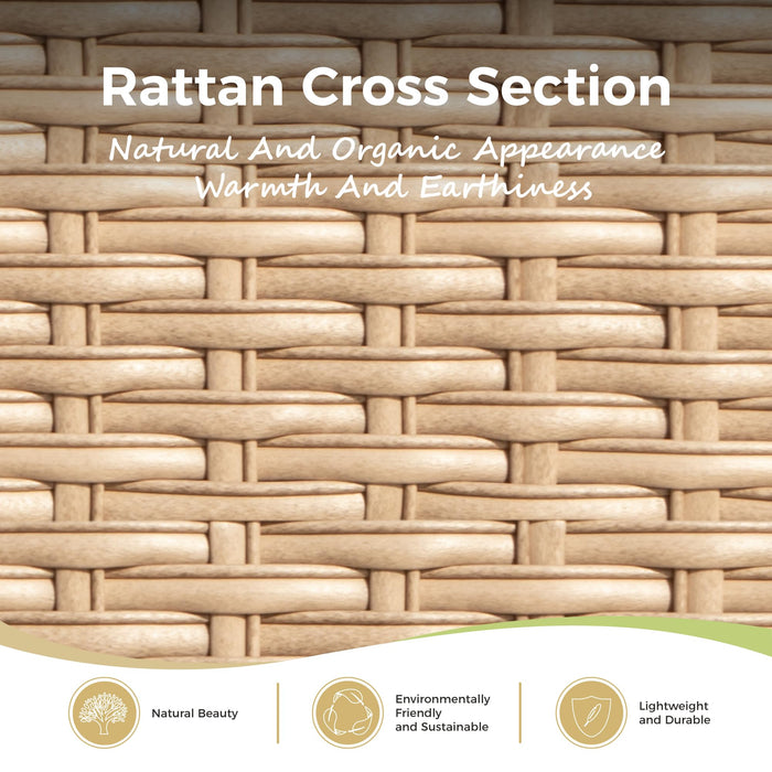 MIXPATIO 4 Piece Patio Furniture Set, 2 x Rocking Chair, 1 x 2-Seat Sofa with Marbling Coffee Table, All Cushioned 4 Seats Outdoor Conversation Set for Lawn Garden Backyard, Beige