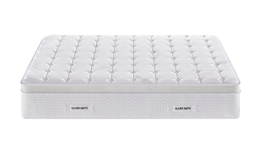 Queen Size Mattress - 14 Inch Cool Memory Foam & Spring Hybrid Mattress with Breathable Cover - Comfort Plush Euro Pillow Top - Rolled in a Box - Oliver & Smith