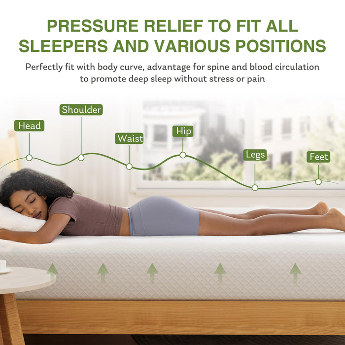 EGOHOME 12 Inch Queen Mattress, Memory Foam Mattress in a Box with Cooling Green Tea Gel, Relieve Pressure with Medium Support, CertiPUR-US Certified, 80''L x 60''W, White