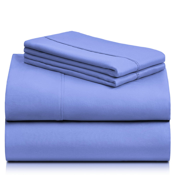 LuxClub 4 PC Twin Sheet, Bed Sheets Twin Size, Deep Pockets 18" Eco Friendly Wrinkle Free-Kids-Fitted Sheets Machine Washable Hotel Bedding Silky Soft - Violet Blue Twin