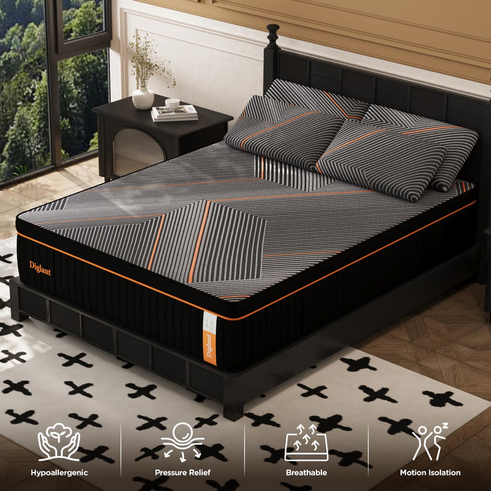 DIGLANT Queen Mattress,14 Inch Plush Hybrid Mattress,Soft Memory Foam with Individually Pocket Springs Mattress Queen Size in Box, Euro Top Mattress for Pressure Relief,Balanced Support, 60"*80"