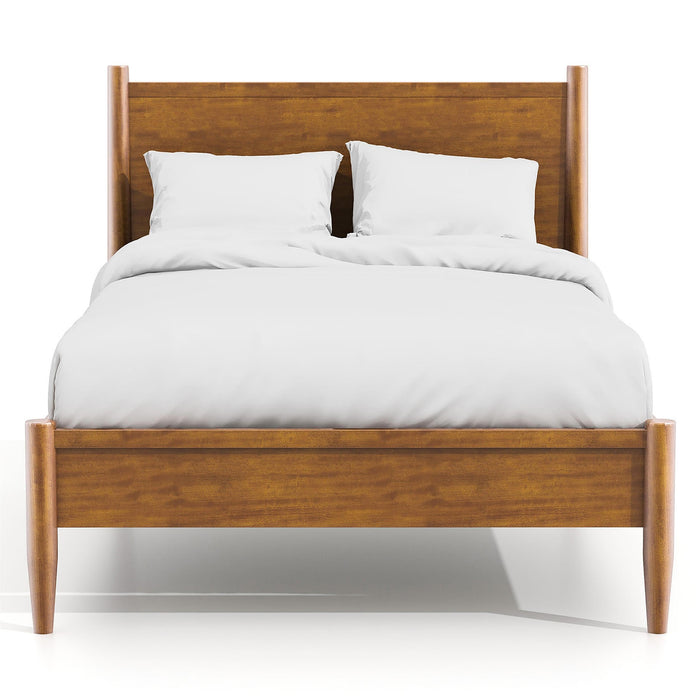Furniture of America FOA Belkor Solid Wood Queen Platform Bed with 8" Memory Foam Mattress in Oak