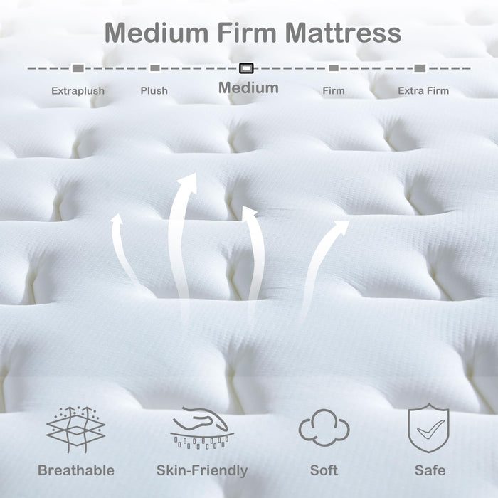 Lynnbery Full Mattress, 12 Inch Full Size Hybrid Mattress with Memory Foam and Individual Pocket Spring for Motion Isolation, Pressure Relief, Medium Firm Mattress in a Box, 54"*75"*12"