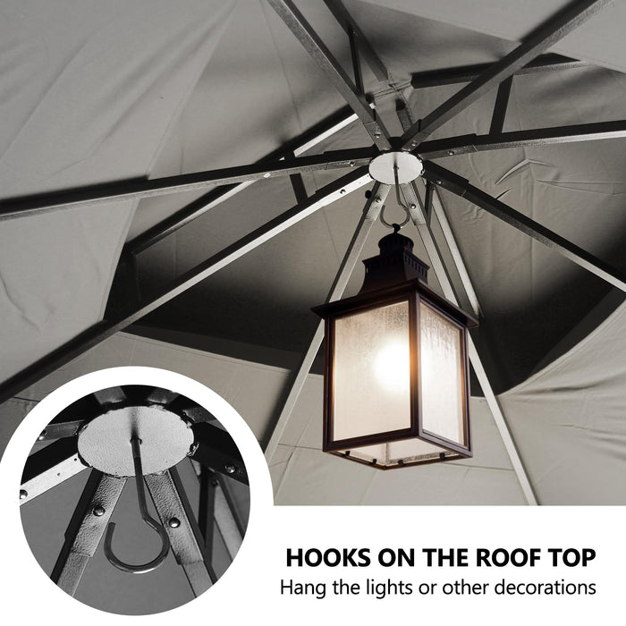 GARTOO 11'x13' Outdoor Patio Gazebo - Porch Gazebo with Polyester Roof & Breathable Netting, Best for Garden, Lawn, Backyard Deck (Grey)