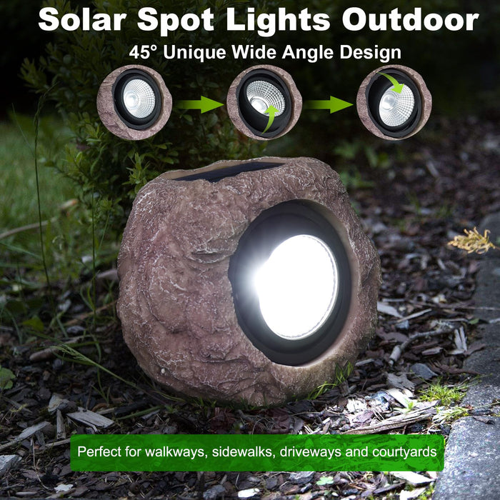 Cloud sakura Outdoor Solar Rock Light, Waterproof LED Solar Spotlight, Garden Landscape Lights, Decorative Garden Rock Lights for Paths, Sidewalks, Patio and Landscaping - 2 Pack