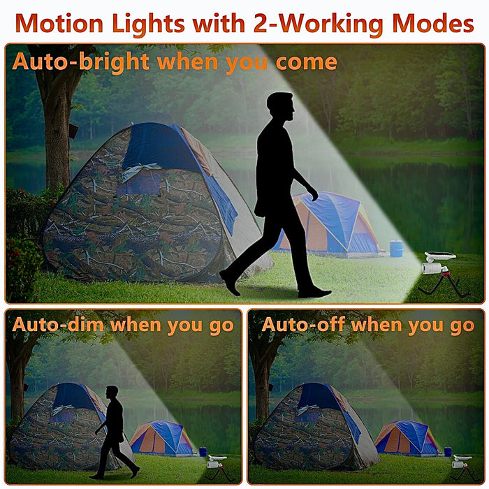 DrawGreen Solar Motion Sensor Light for Outside, Camping Lights, 360-DAY Free Replacement/Refund Solar Spot Lights Outdoor for Camp Porch Deck Path Patio Yand Post Step