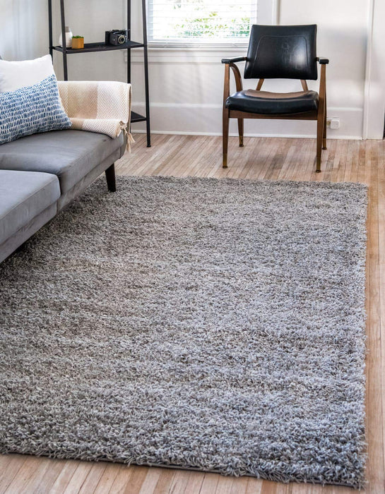 Unique Loom Solid Shag Collection Area Rug (7' 1" x 10' Rectangle, Cloud Gray)