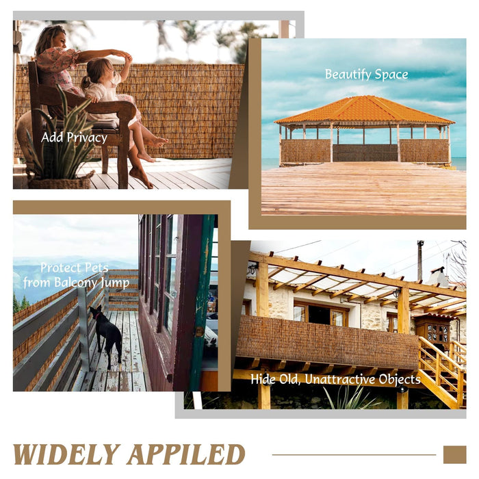 ZNCMRR Natural Bamboo Fencing 6 Feet High Privacy Fence Reed Fencing Rolls Screen Curtains for Balcony Patio Shades Garden Backyard Outdoor （Brown）