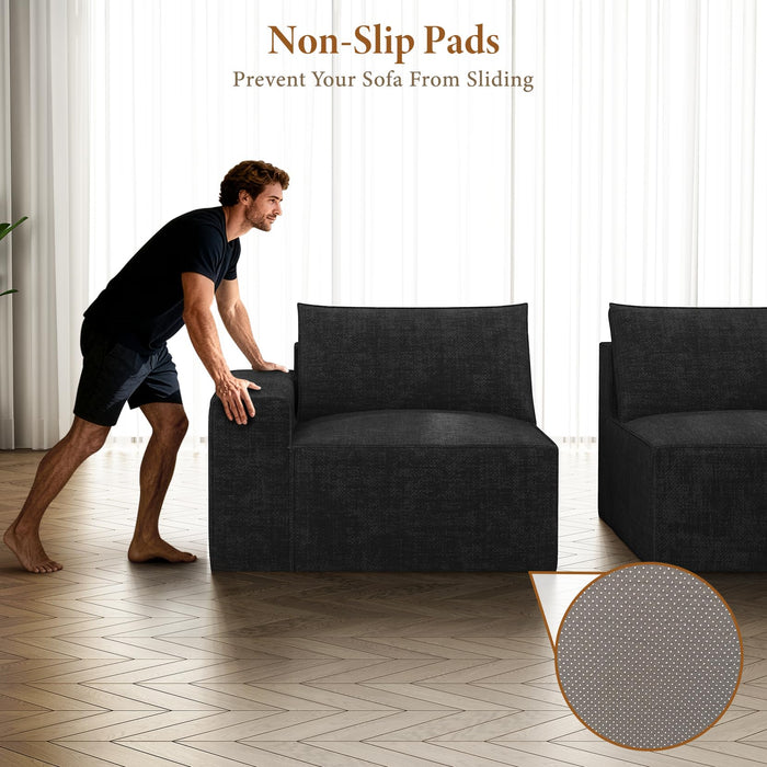 Vesgantti 143.7" Oversized Boneless Sectional Couch, Modern 6 Seater Modular Sofa with Ottoman & Deep Seat, Convertible Chenille Cloud Couches for Living Room, No Assembly Required, Black