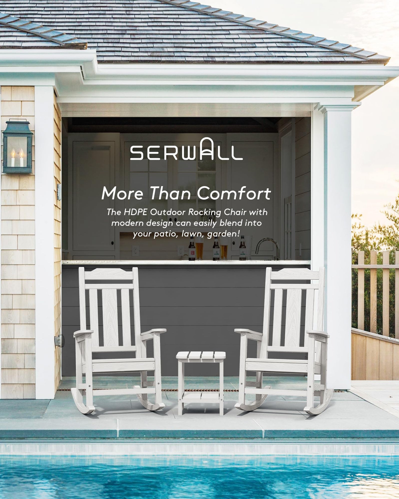 SERWALL Outdoor Rocking Chair White
