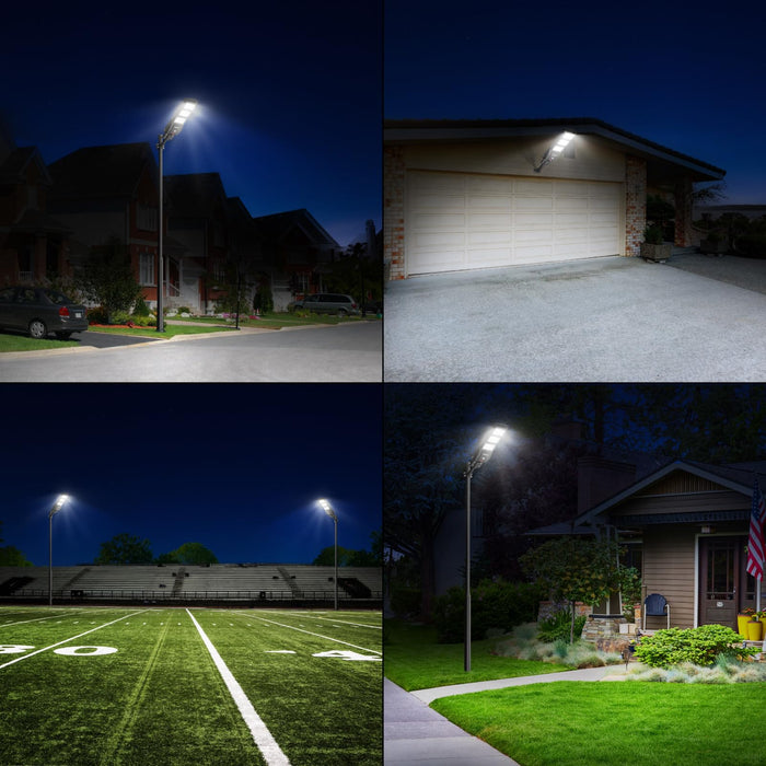 LANGY Solar Street Light Outdoor, Upgraded Solar Parking Lot Lights Dusk to Dawn, IP67 Waterproof 6500K 18000LM, Solar Street Light Motion Sensor with Remote Control for Commercial, Yard (2Pack)
