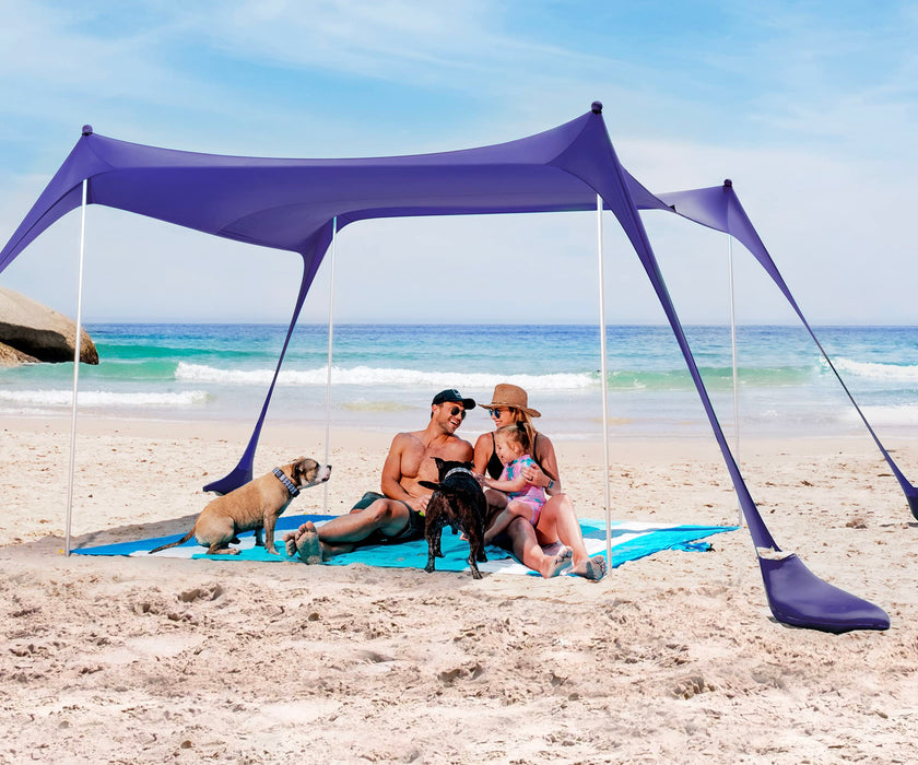 SUN NINJA Pop Up Beach Tent Sun Shelter UPF50+ with Sand Shovel, Groun