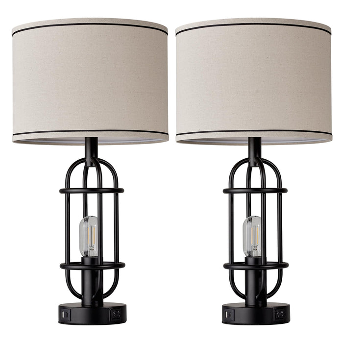 Reaketon 22.3” Farmhouse Table Lamps for Living Room Set of 2, Black