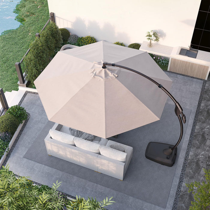Grand patio 11FT Cantilever Umbrella with Base Outdoor Large Round Aluminum Offset Umbrella for Patio Garden Backyard (Champagne, 11 FT)