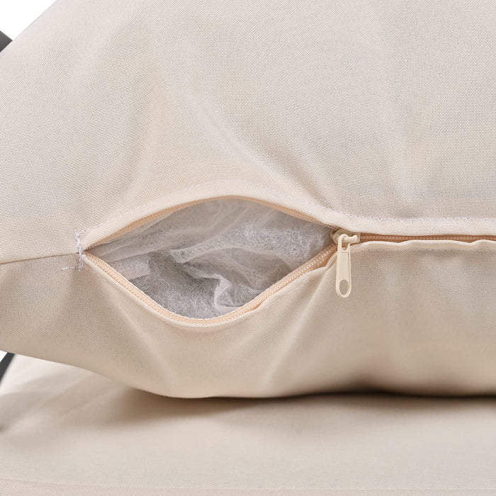 VnndeNest Patio Furniture Set, 4-Piece High Back Outdoor Sofa Set, All-Weather Metal Outdoor Sectional Sofa with Coffee Table & 2 Single Chairs, Modern Furniture Set for Yard, Balcony, Garden, Beige