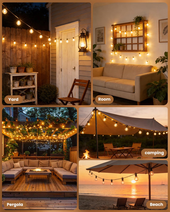 Brightown Outdoor String Lights, 29FT G40 LED IP65 Waterproof Patio Lights