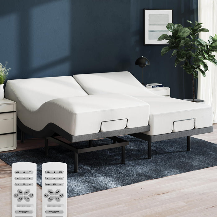 Nectar Split King Adjustable Base & 12” Mattress (New Version) - Head & Foot Incline - Medium Firm Memory Foam - Cooling Top Layer - 3 Massage Settings - 365-Night Mattress Trial & Forever Warranty