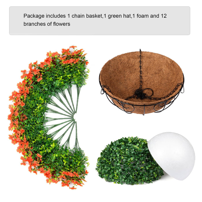 HyeFlora Artificial Fake Fall Hanging Plants Flowers Basket for Outdoo
