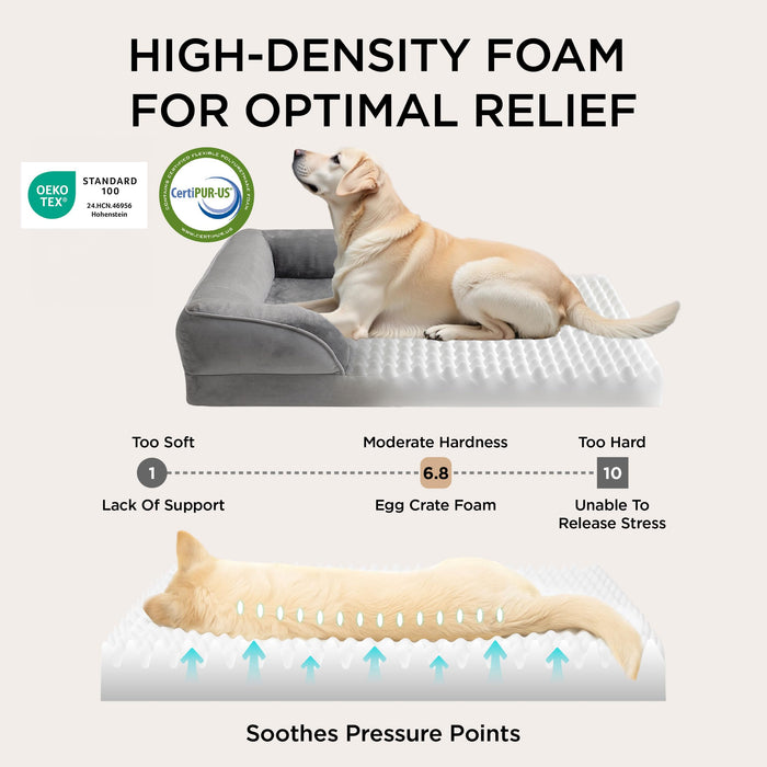 Bedsure Orthopedic Dog Beds for Small Dogs - Washable Small Dog Cat Bed Waterproof, Comfort Pet Couch Sofa with Washable Removable Cover, Pets Bed with Nonskid Bottom, Grey, 24"