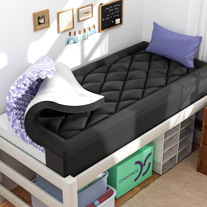 Dorm Room Essentials Dual Layer 4 Inch Memory Foam Mattress Topper Twin XL
