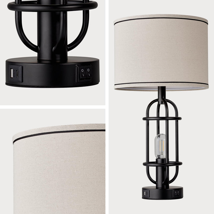 Reaketon 22.3” Farmhouse Table Lamps for Living Room Set of 2, Black