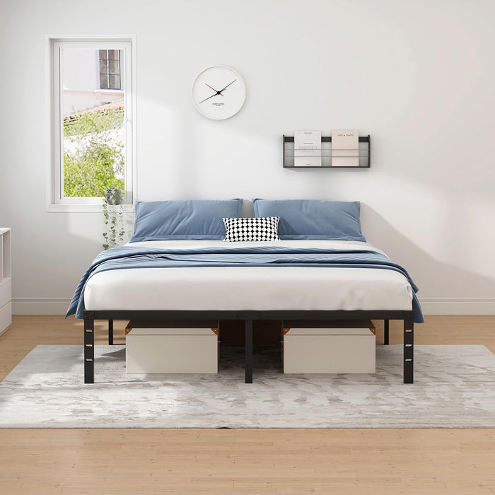 NEW JETO Metal Bed Frame-Simple and Atmospheric Metal Platform Bed Frame, Storage Space Under The Bed Heavy Duty Frame Bed, Sturdy Queen Size Bed Frame, Suitable for Bedroom, Queen