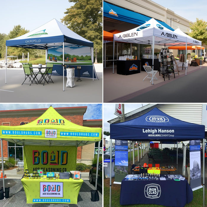 CUSTOMTREND Custom Canopy Tent 10x15 with Logo, Personalized Pop Up Tent Canopy for Tradeshow, Outdoor Events, Advertising, Roller Bag Included (1 Full Wall + 2 Half Walls)